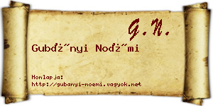 Gubányi Noémi névjegykártya